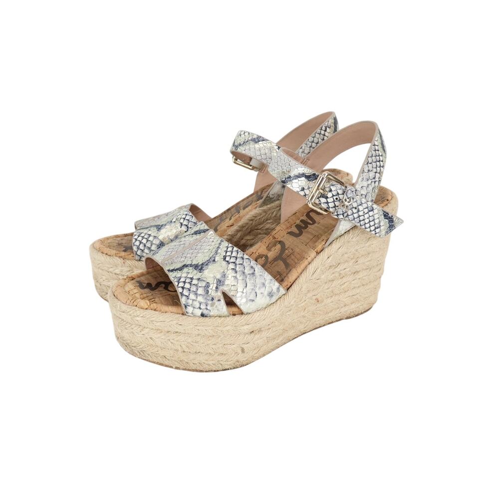 Sam Edelman Maura Platform Wedge Espadrille Sandal Snakeskin Size 7